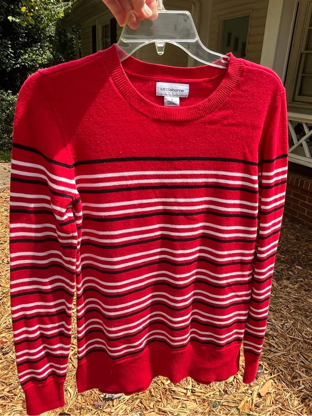 Liz Claiborne Red Striped Crewneck Sweater S